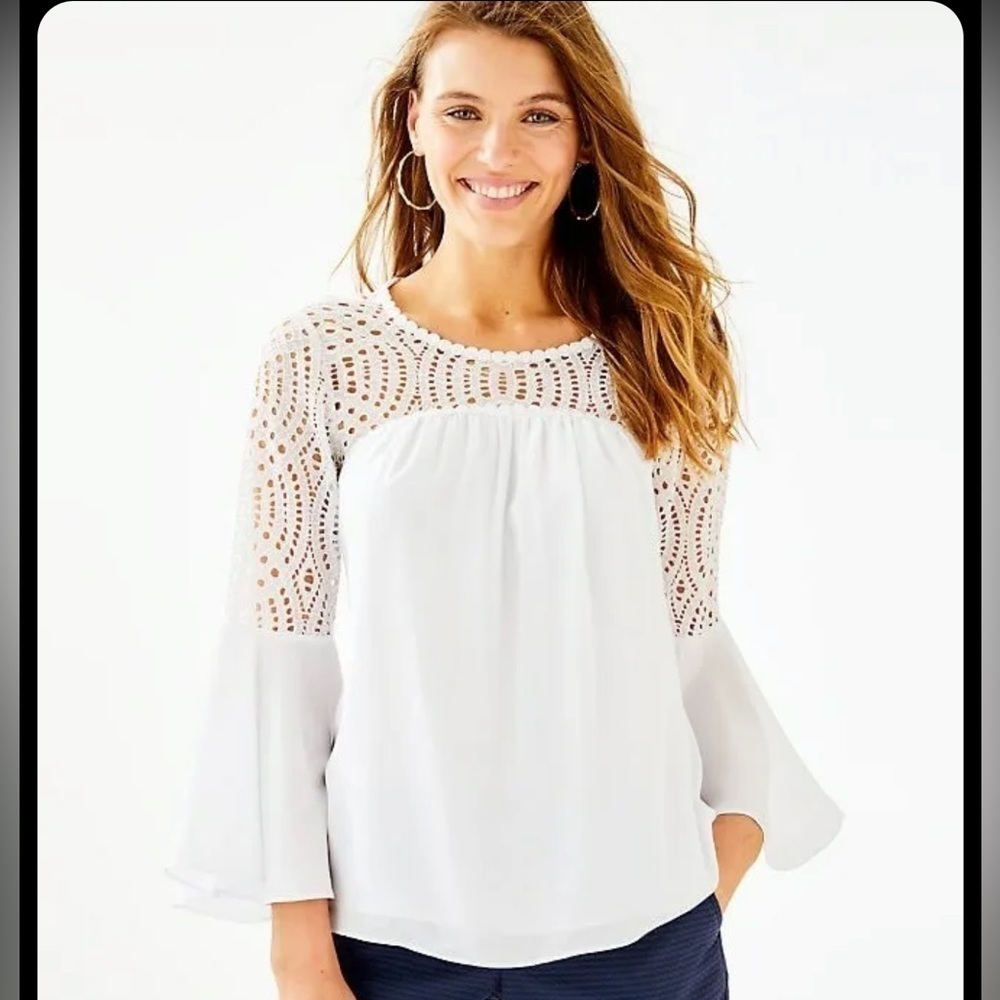 Lilly Pulitzer Women’s Resort White Amenna Top Size 0 NWT - Picture 2 of 7